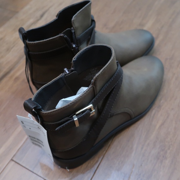New H&M Brown Vegan Leather Boots Ankle Booties - Picture 7 of 8